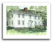 Pen-and-ink drawing, hand-colored by Patricia Browne Pen-and-ink drawing, hand-colored